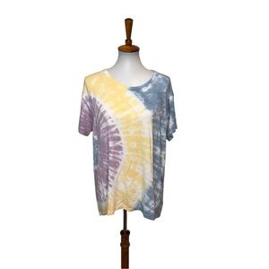 NWT American Eagle Soft & Sexy T-Shirt Tie Dye in Yellow, Purple Blue Medium
